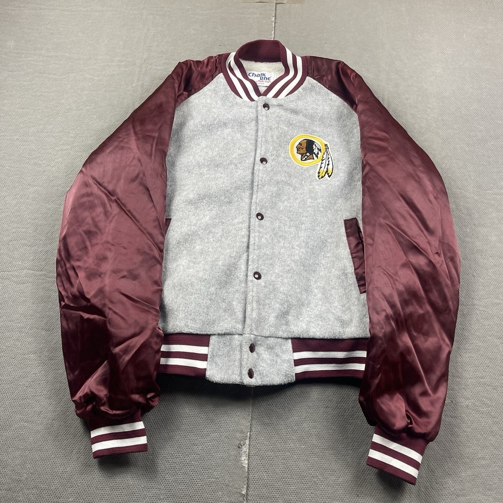 Vintage Washington Redskins‎ Chalk Line Jacket Mens Large Gray Lined Bomber USA
